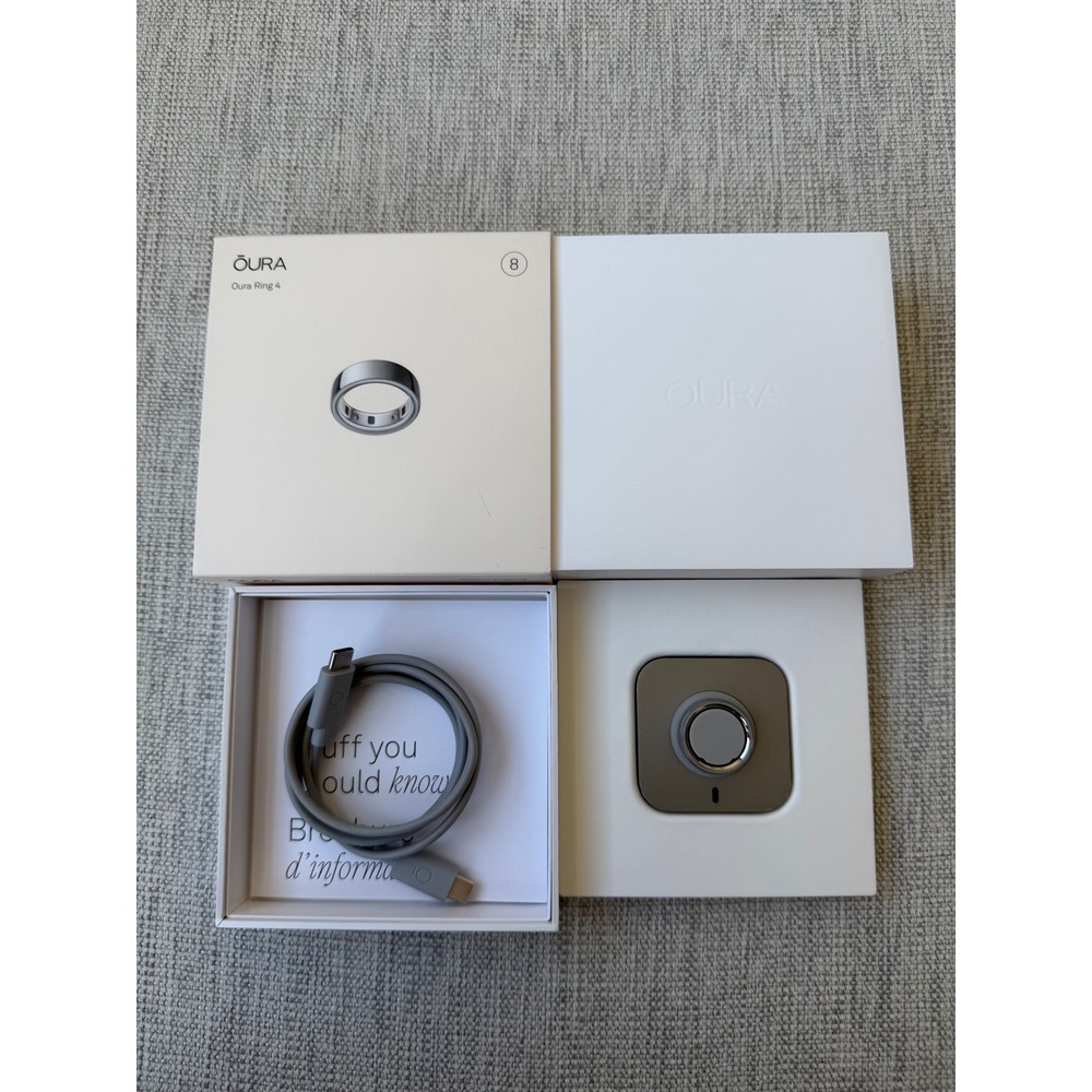 Oura Ring 4 Silver Size 8 Smart Health Heart Rate Sleep Tracker